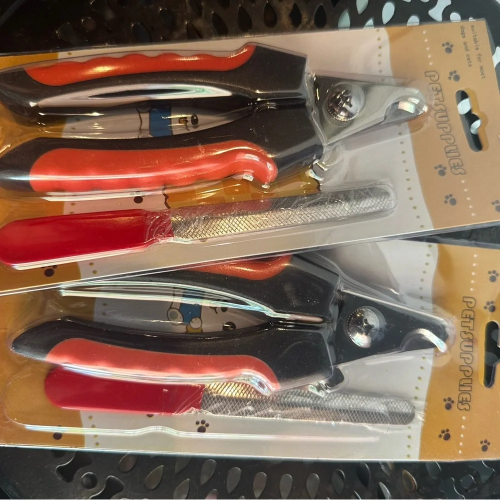 Pet Nail Clippers with Red and Silver Handles